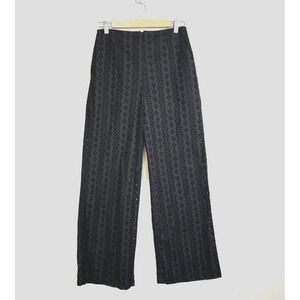 Vintage DKNY Wide‎ Leg Pants Womens Size 2 Black Eyelet Lace Lined